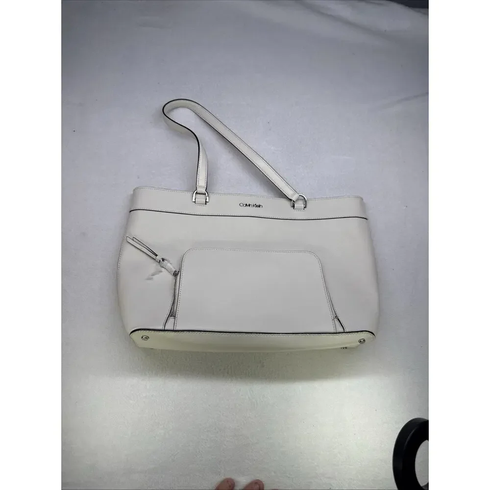 Calvin Klein East-West Zip Pocket Leather Tote